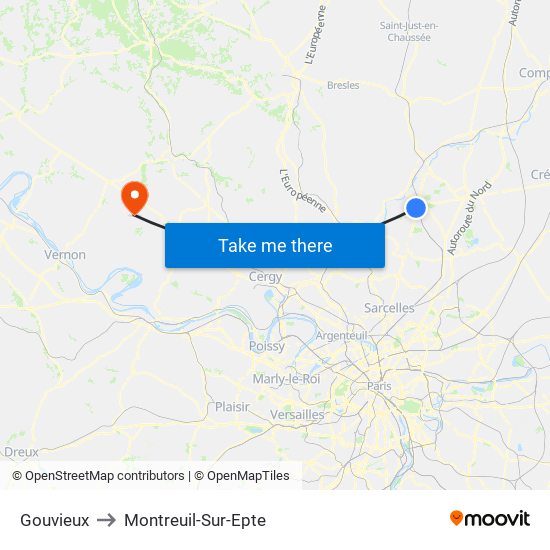 Gouvieux to Montreuil-Sur-Epte map