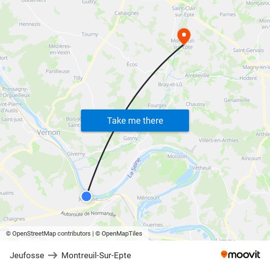 Jeufosse to Montreuil-Sur-Epte map