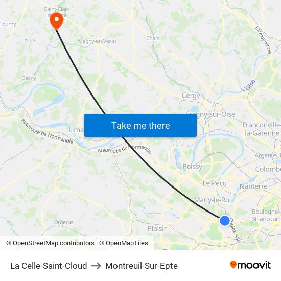 La Celle-Saint-Cloud to Montreuil-Sur-Epte map