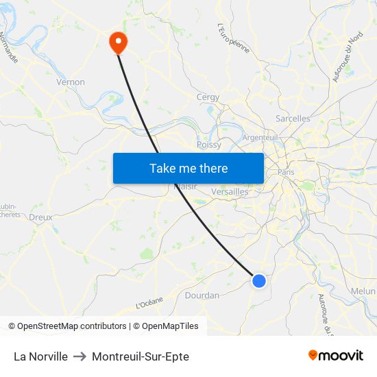 La Norville to Montreuil-Sur-Epte map