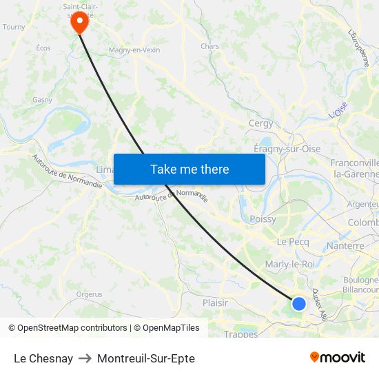 Le Chesnay to Montreuil-Sur-Epte map