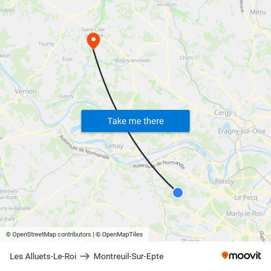 Les Alluets-Le-Roi to Montreuil-Sur-Epte map