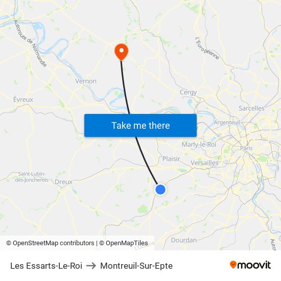 Les Essarts-Le-Roi to Montreuil-Sur-Epte map