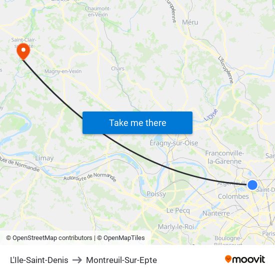 L'Ile-Saint-Denis to Montreuil-Sur-Epte map