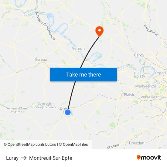 Luray to Montreuil-Sur-Epte map