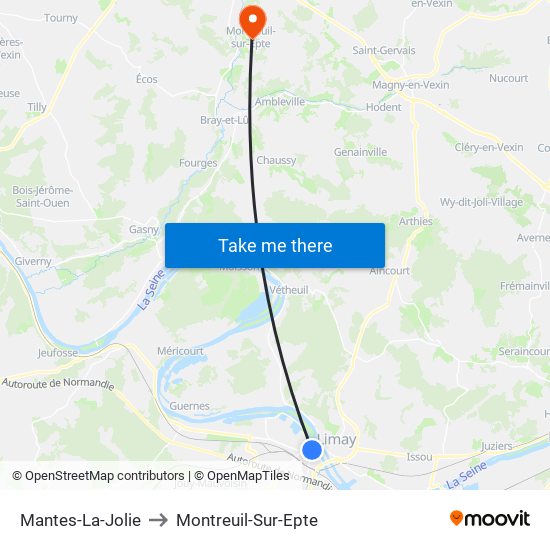 Mantes-La-Jolie to Montreuil-Sur-Epte map