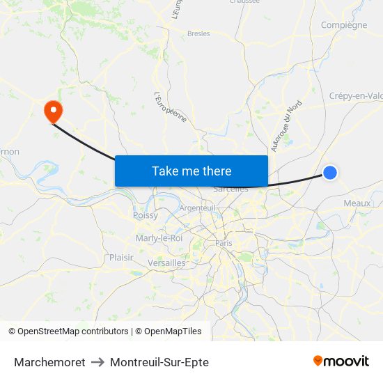 Marchemoret to Montreuil-Sur-Epte map