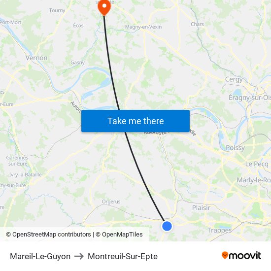 Mareil-Le-Guyon to Montreuil-Sur-Epte map