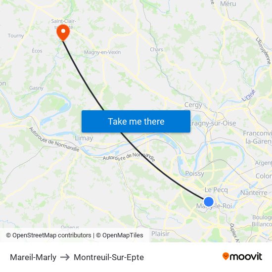 Mareil-Marly to Montreuil-Sur-Epte map