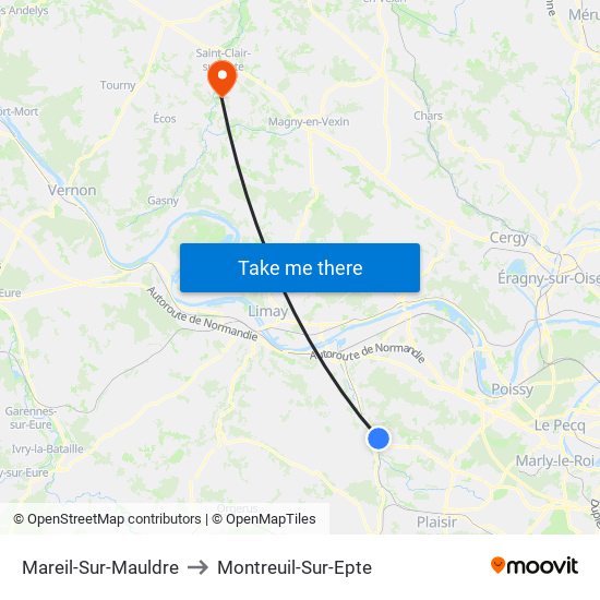 Mareil-Sur-Mauldre to Montreuil-Sur-Epte map