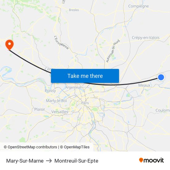 Mary-Sur-Marne to Montreuil-Sur-Epte map