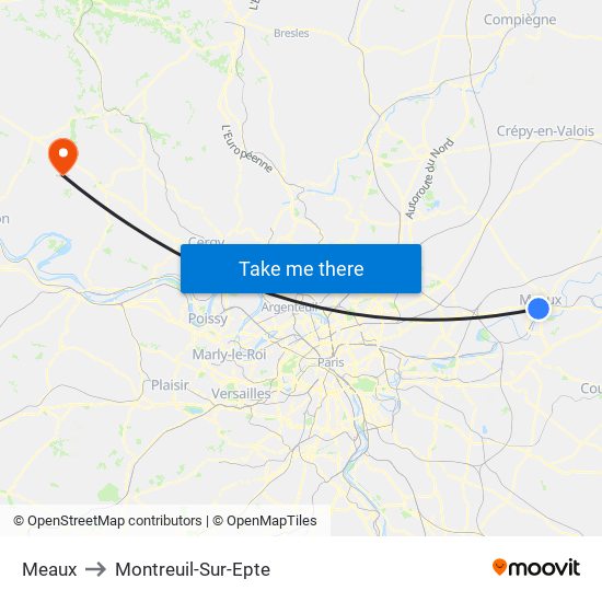 Meaux to Montreuil-Sur-Epte map