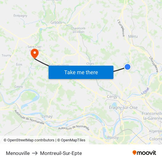 Menouville to Montreuil-Sur-Epte map