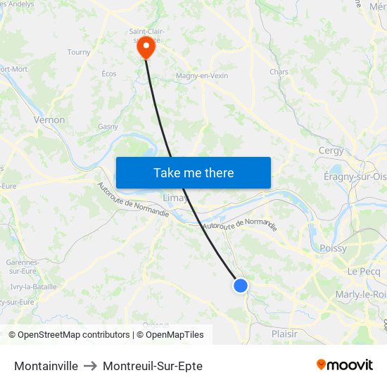 Montainville to Montreuil-Sur-Epte map