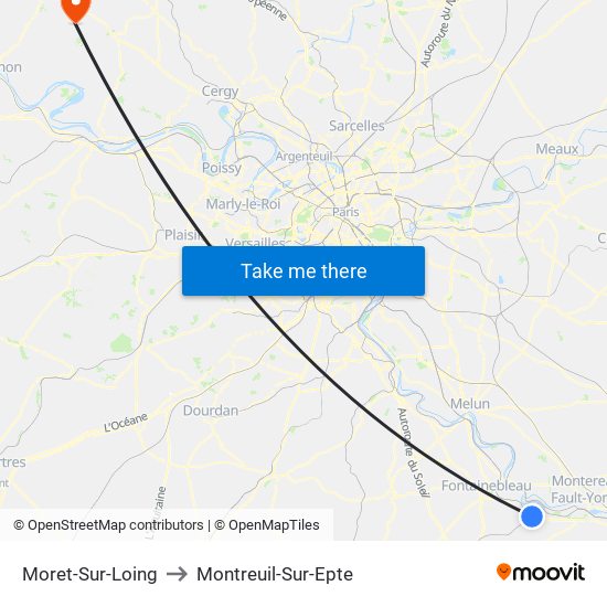 Moret-Sur-Loing to Montreuil-Sur-Epte map