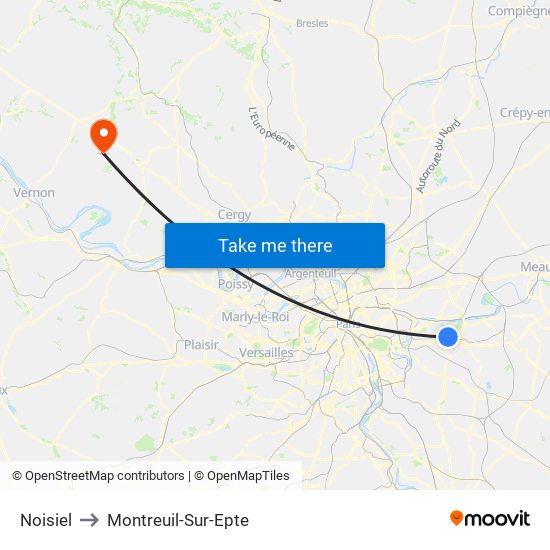 Noisiel to Montreuil-Sur-Epte map