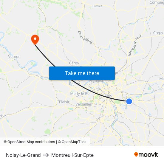Noisy-Le-Grand to Montreuil-Sur-Epte map