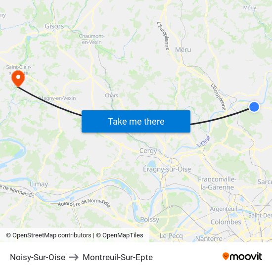 Noisy-Sur-Oise to Montreuil-Sur-Epte map