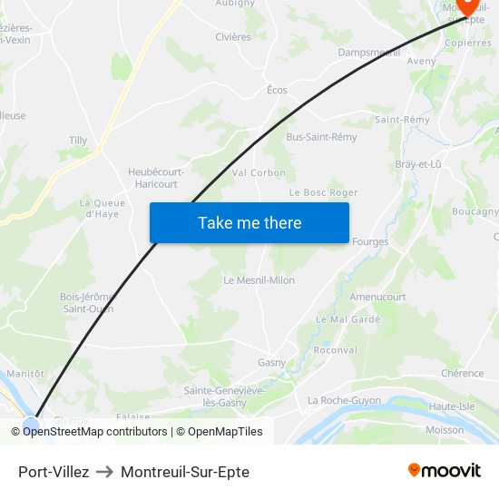 Port-Villez to Montreuil-Sur-Epte map