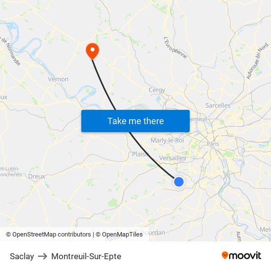 Saclay to Montreuil-Sur-Epte map