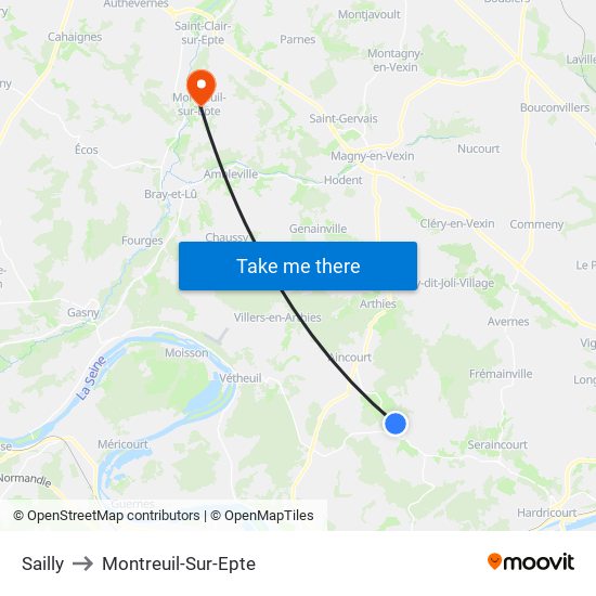 Sailly to Montreuil-Sur-Epte map