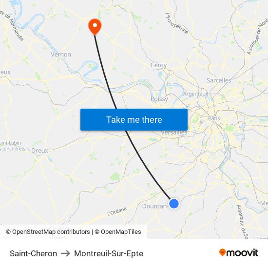 Saint-Cheron to Montreuil-Sur-Epte map