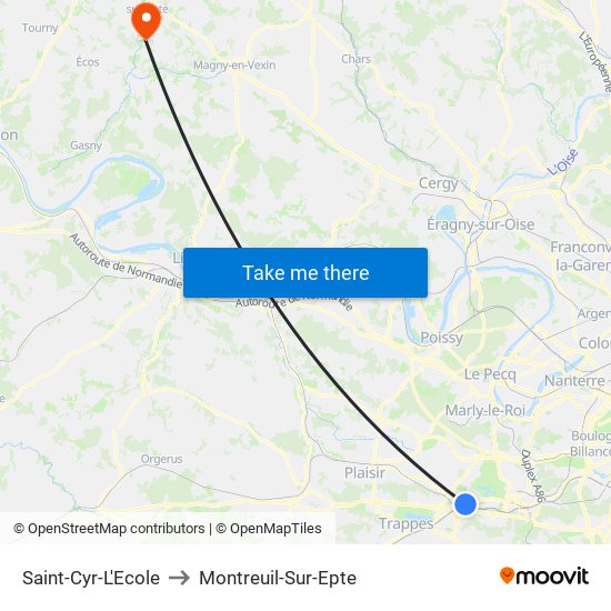 Saint-Cyr-L'Ecole to Montreuil-Sur-Epte map