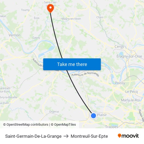 Saint-Germain-De-La-Grange to Montreuil-Sur-Epte map