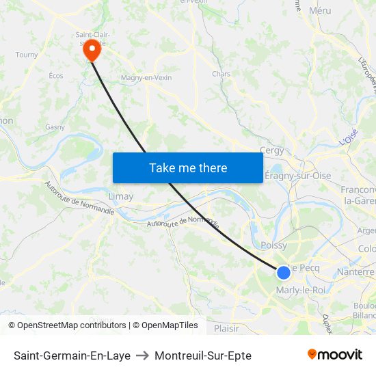 Saint-Germain-En-Laye to Montreuil-Sur-Epte map