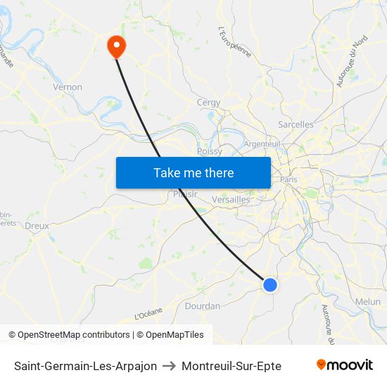 Saint-Germain-Les-Arpajon to Montreuil-Sur-Epte map