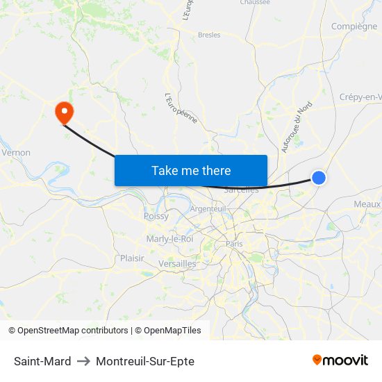 Saint-Mard to Montreuil-Sur-Epte map