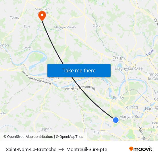 Saint-Nom-La-Breteche to Montreuil-Sur-Epte map