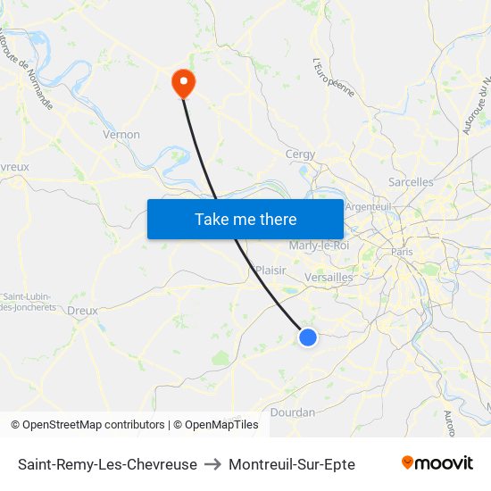 Saint-Remy-Les-Chevreuse to Montreuil-Sur-Epte map