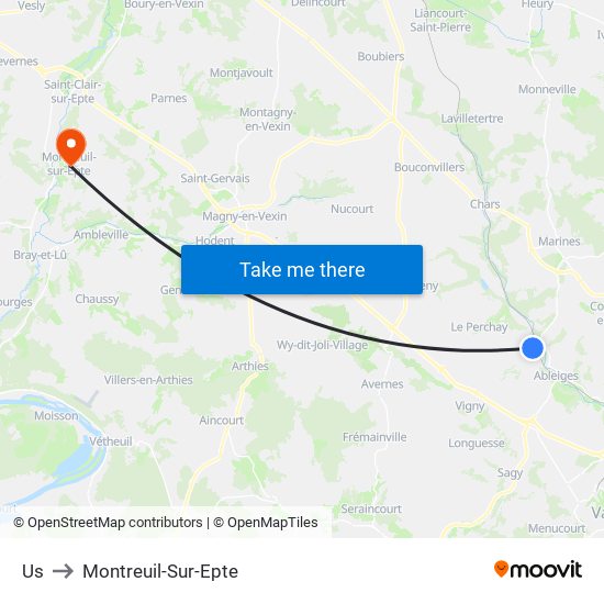 Us to Montreuil-Sur-Epte map