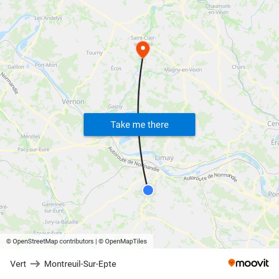 Vert to Montreuil-Sur-Epte map