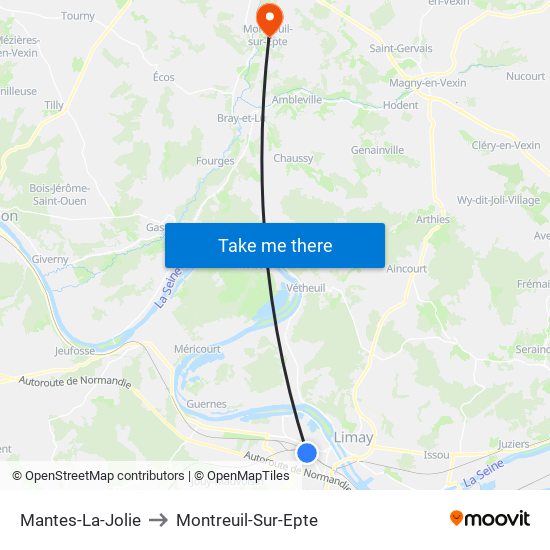 Mantes-La-Jolie to Montreuil-Sur-Epte map