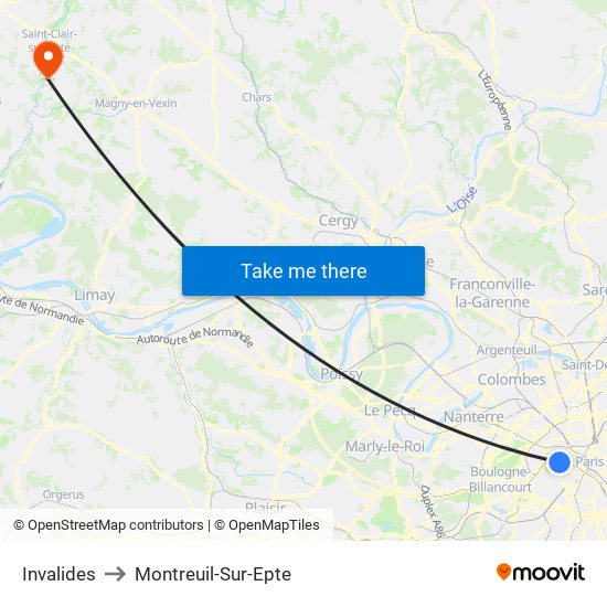 Invalides to Montreuil-Sur-Epte map