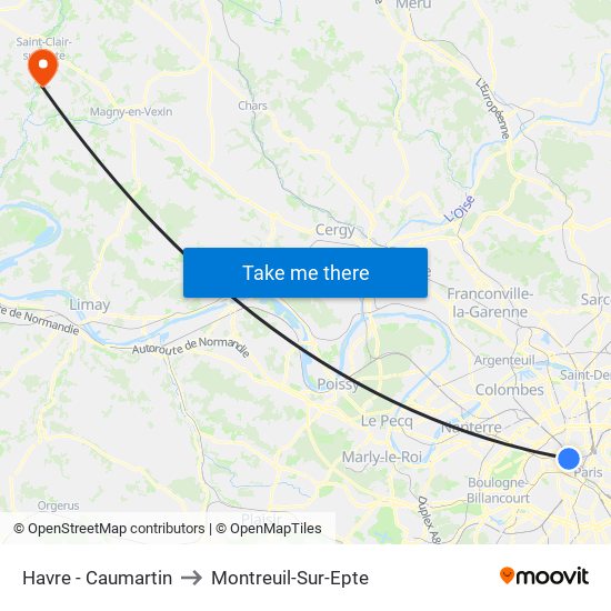 Havre - Caumartin to Montreuil-Sur-Epte map