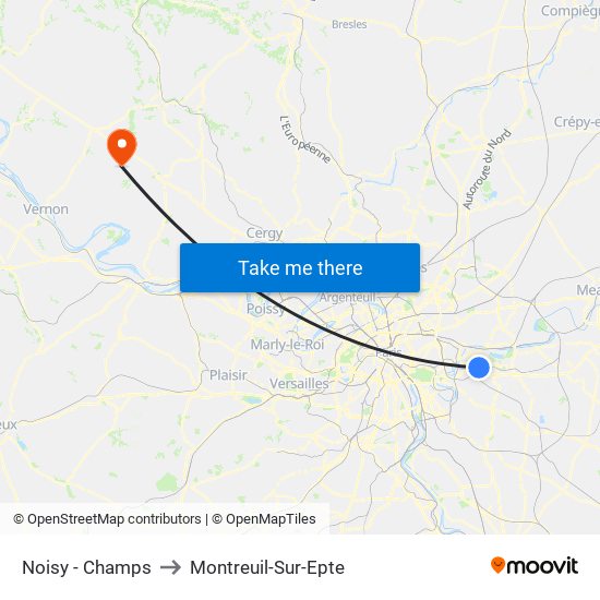 Noisy - Champs to Montreuil-Sur-Epte map