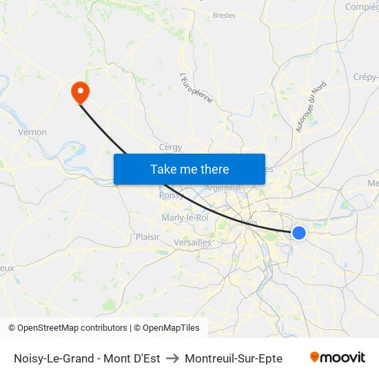 Noisy-Le-Grand - Mont D'Est to Montreuil-Sur-Epte map