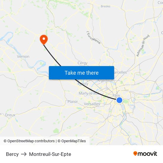 Bercy to Montreuil-Sur-Epte map