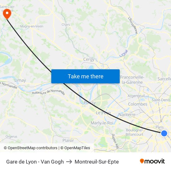 Gare de Lyon - Van Gogh to Montreuil-Sur-Epte map