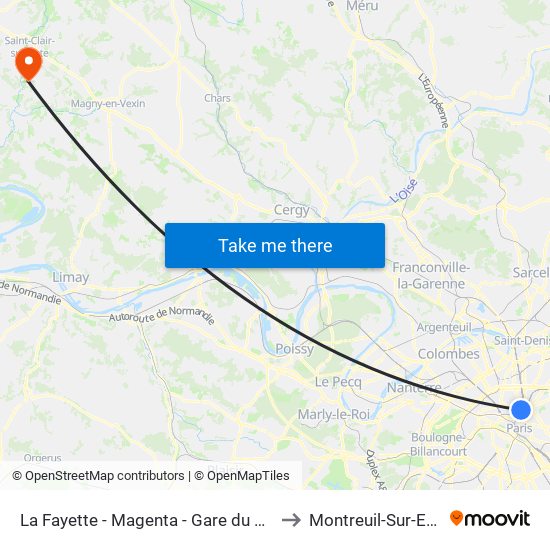 La Fayette - Magenta - Gare du Nord to Montreuil-Sur-Epte map