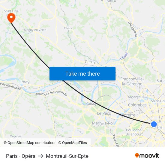 Paris - Opéra to Montreuil-Sur-Epte map