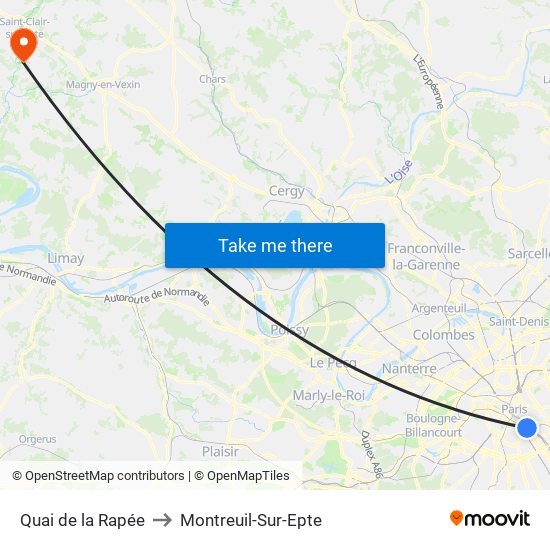 Quai de la Rapée to Montreuil-Sur-Epte map