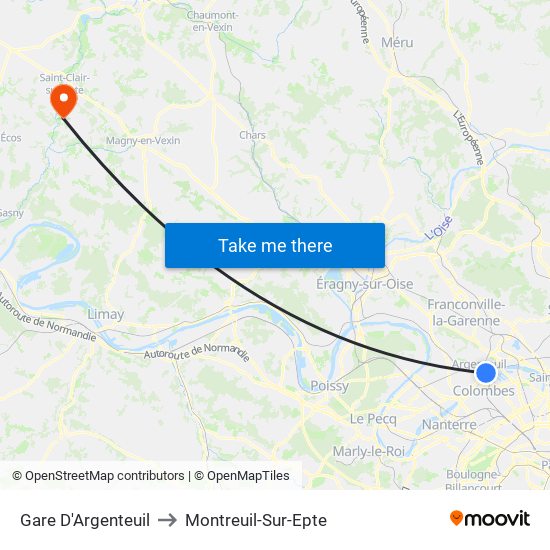 Gare D'Argenteuil to Montreuil-Sur-Epte map