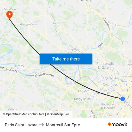 Paris Saint-Lazare to Montreuil-Sur-Epte map