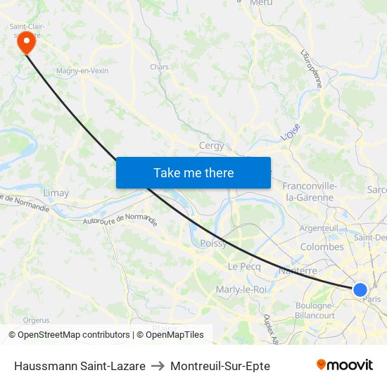Haussmann Saint-Lazare to Montreuil-Sur-Epte map