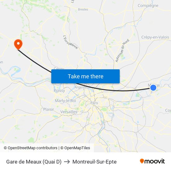 Gare de Meaux (Quai D) to Montreuil-Sur-Epte map