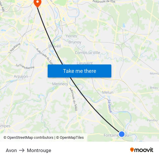 Avon to Montrouge map